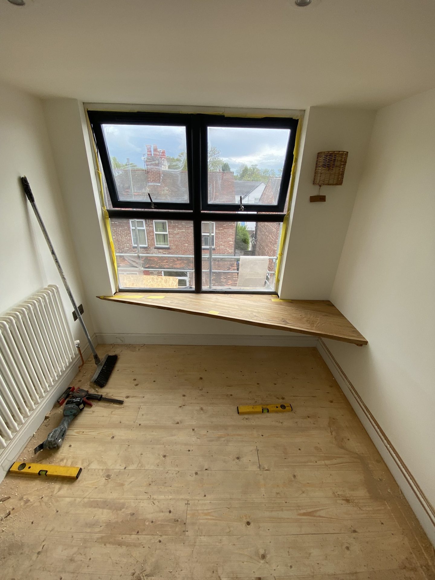 Window seat and loft room nearing completion during final fit-out